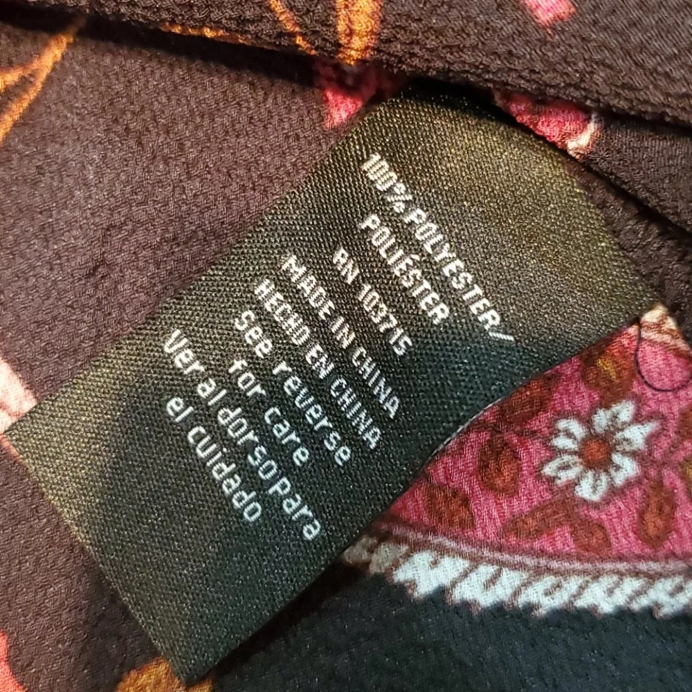 Zac & Rachel Red Black Tie Sleeve Flower Printed Paisley Blouse Size Small NWT - Picture 3 of 5